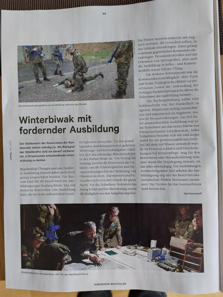 Winterbiwak 2024 Veröffentlichung in der Loyal März 2024 